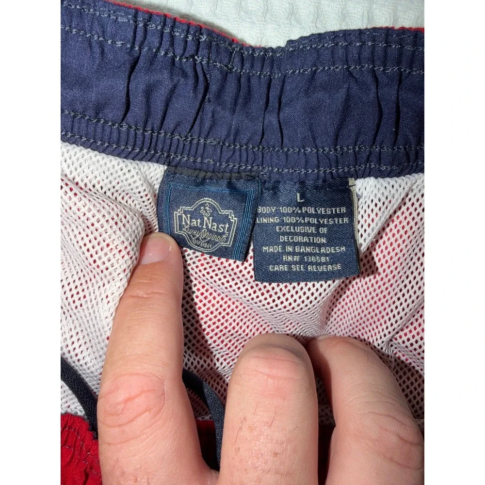 Nat Nasty Swim Trunks Mens Large Red‎ Elastic Waist Drawstring Board Shorts